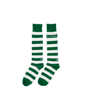 <span style="color: #f50b0b;">Last One</span> TSTS / STRIPED SOCKS GREEN AND WHITE