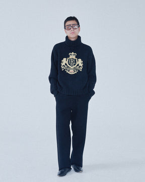 ERL / UNISEX CREST SWEATER KNIT BLACK