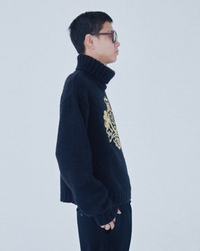 ERL / UNISEX CREST SWEATER KNIT BLACK
