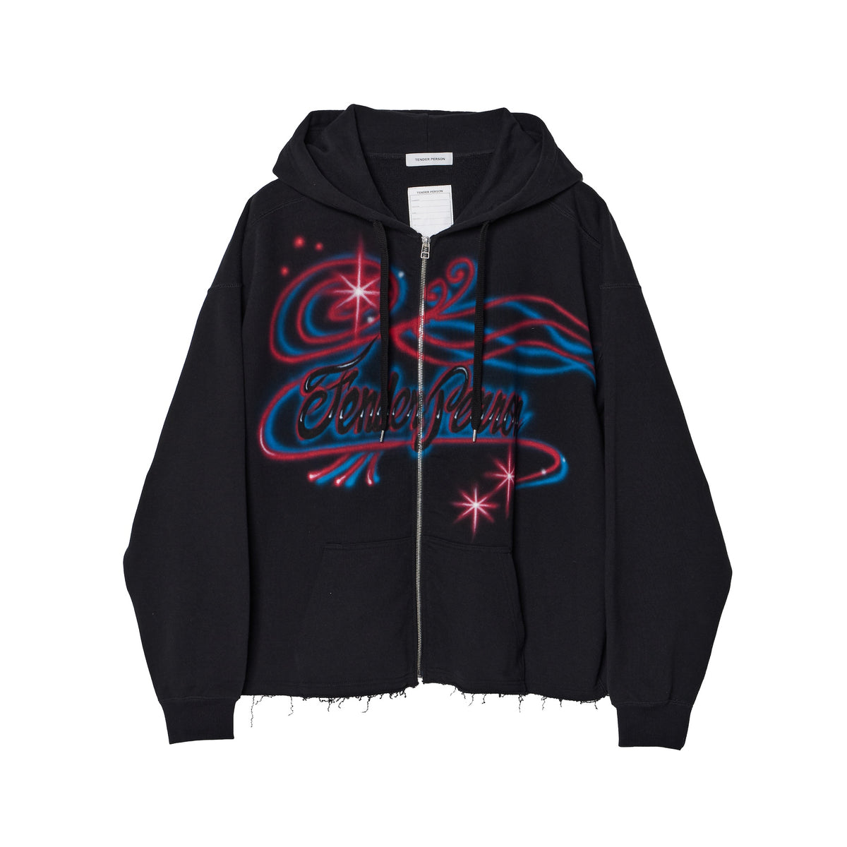 TENDER PERSON / AIRBRUSHED ZIP UP HOODIE BLACK