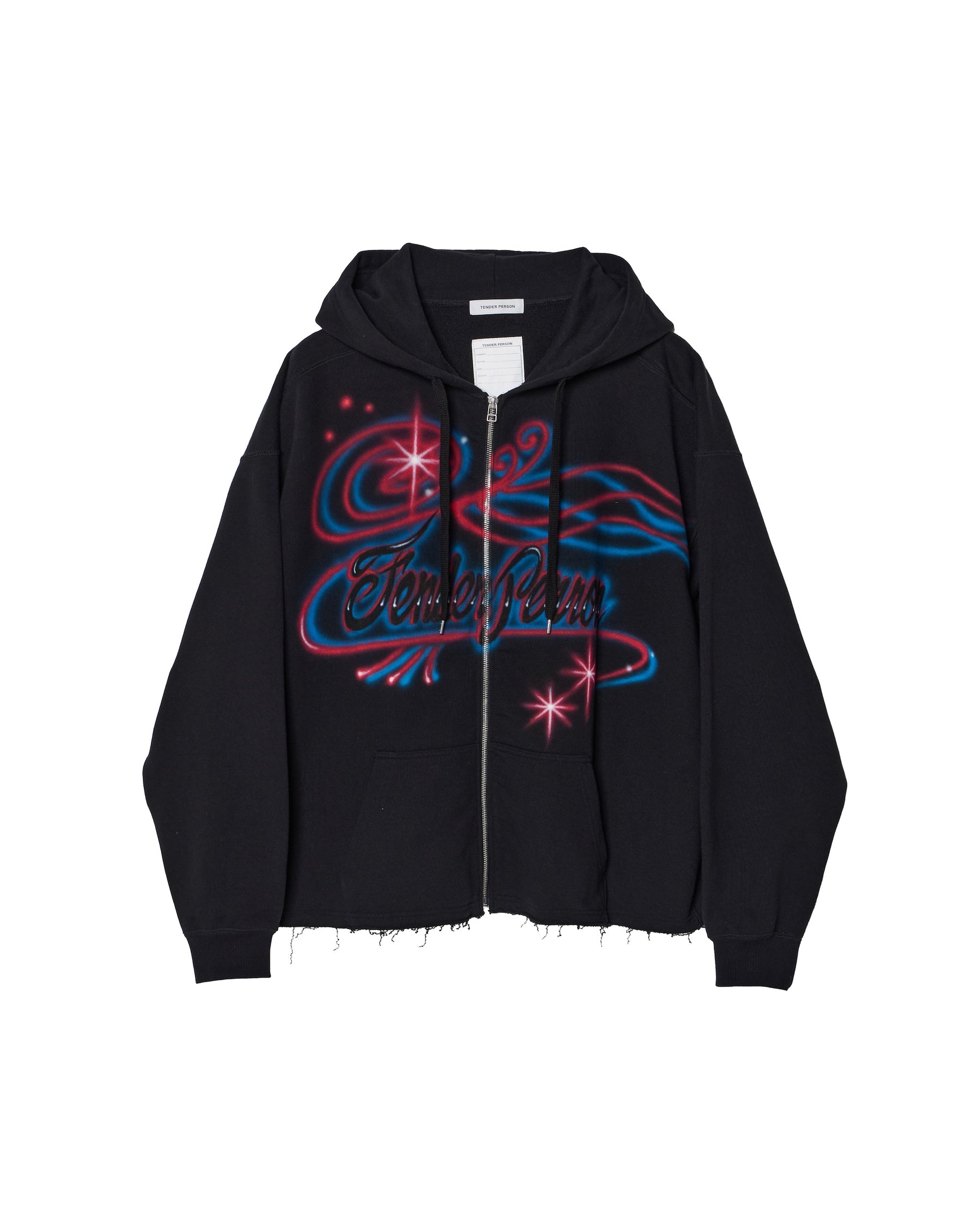 <span style="color: #f50b0b;">Last One</span> TENDER PERSON / AIRBRUSHED ZIP UP HOODIE BLACK