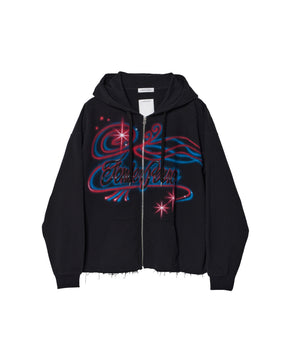 <span style="color: #f50b0b;">Last One</span> TENDER PERSON / AIRBRUSHED ZIP UP HOODIE BLACK