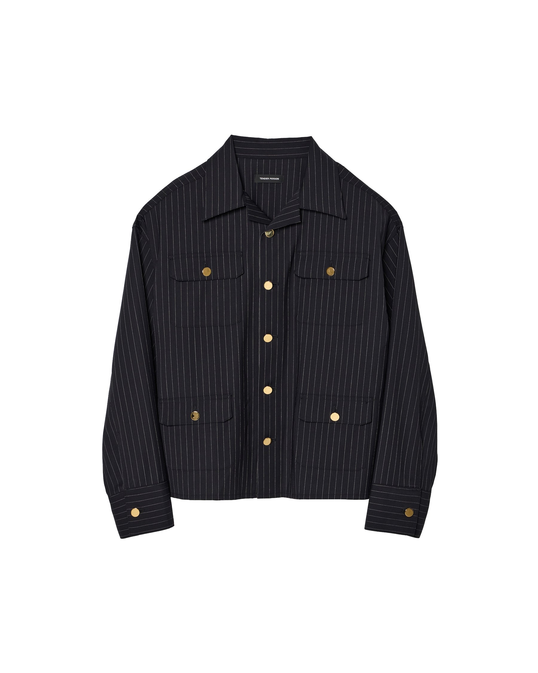 <span style="color: #f50b0b;">Last One</span> TENDER PERSON / 4POCKET JACKET BLACK STRIPE