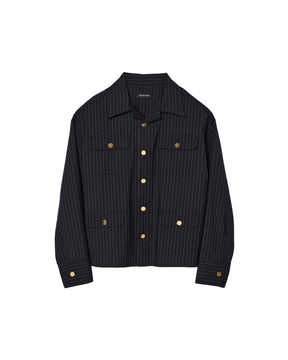 <span style="color: #f50b0b;">Last One</span> TENDER PERSON / 4POCKET JACKET BLACK STRIPE