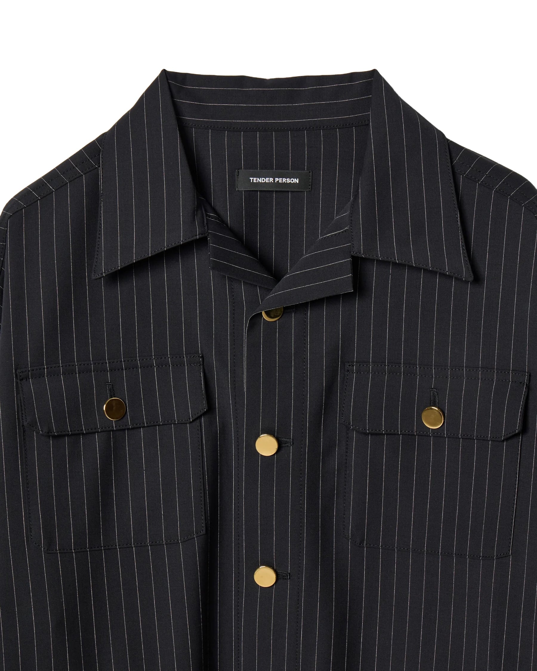 <span style="color: #f50b0b;">Last One</span> TENDER PERSON / 4POCKET JACKET BLACK STRIPE