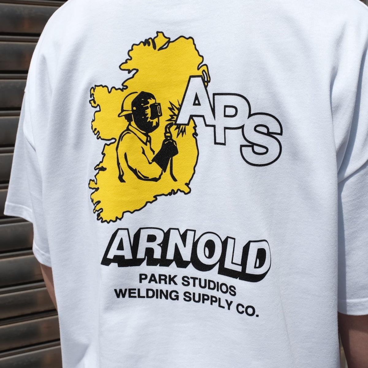 <span style="color: #f50b0b;">Last One</span> ARNOLD PARK STUDIOS / WELDING SUPPLY LOGO SS T WHITE