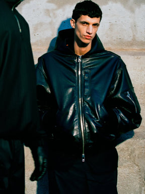 <span style="color: #f50b0b;">Last One</span> ROTOL / LEATHER BOMBER JACKET BLACK