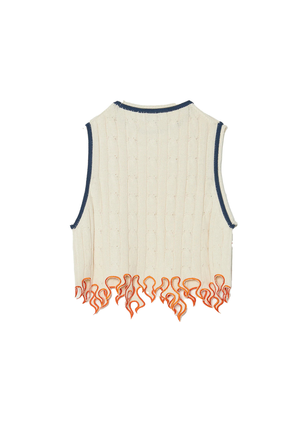 TENDER PERSON / FLAME KNIT VEST WHITE