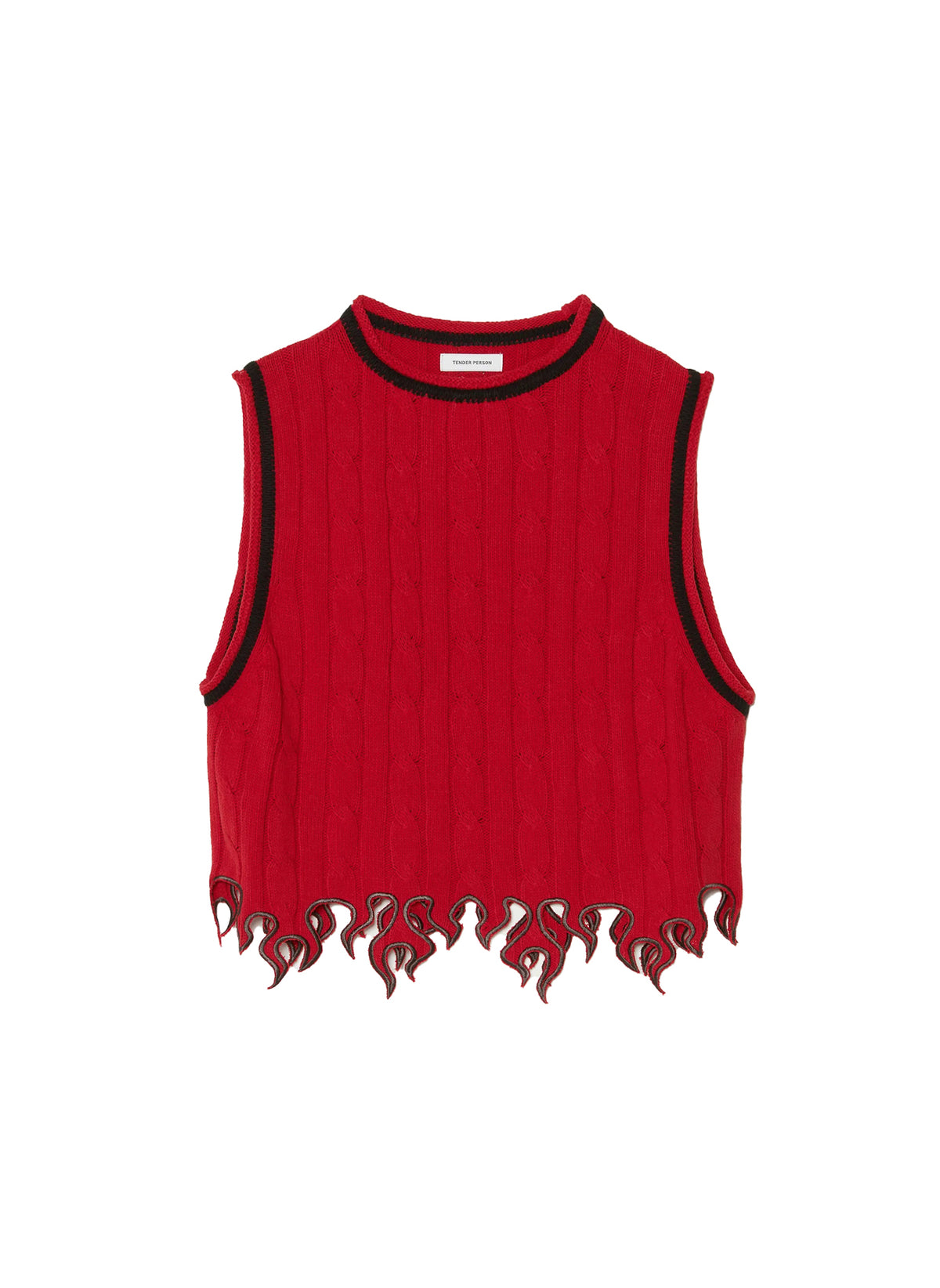 TENDER PERSON / FLAME KNIT VEST RED