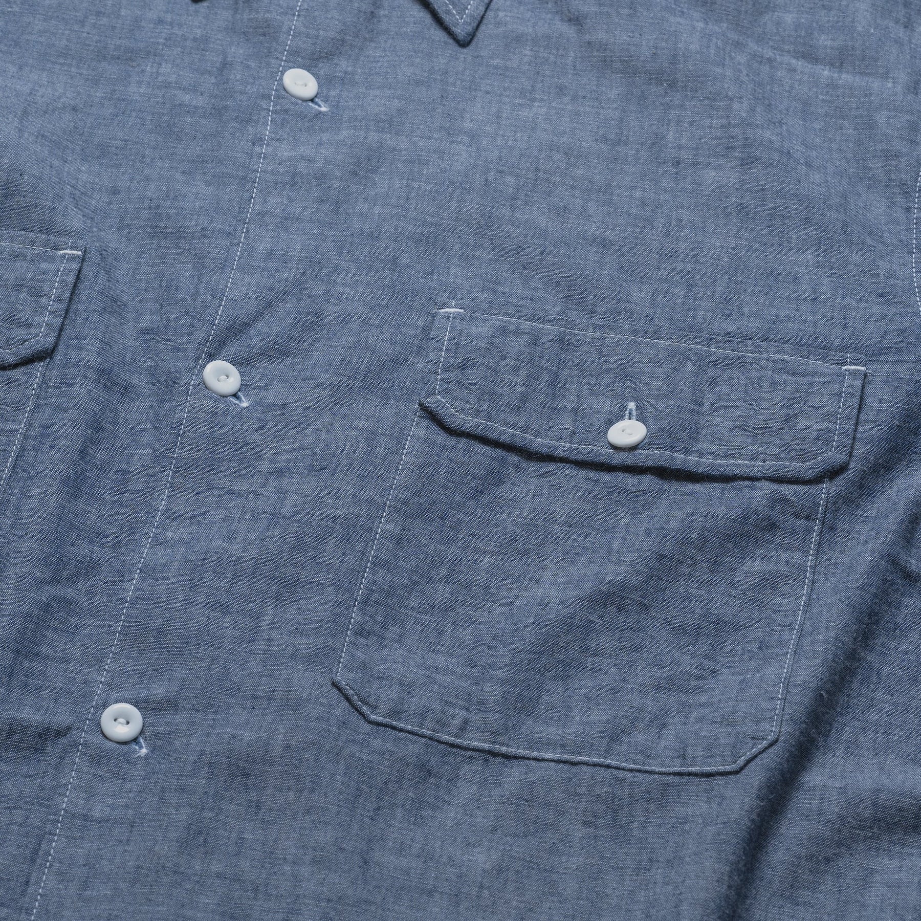 <span style="color: #f50b0b;">Last One</span> SOWBOW / J FLAP POCKET WORK SHIRT CHAMBRAY INDIGO