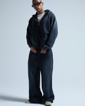 CCTB / CHAIN CROP ZIP HOODIE FADED BLACK
