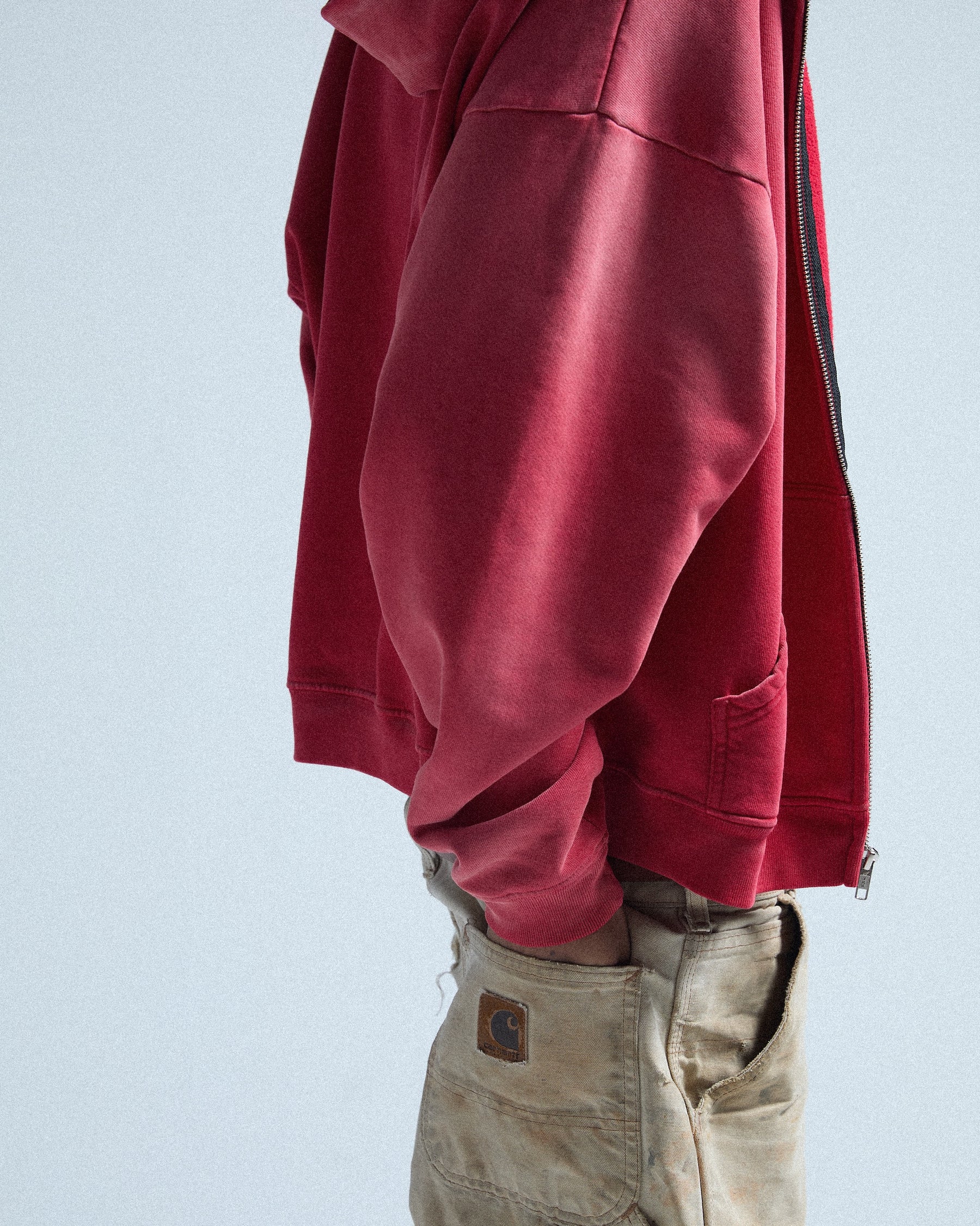 CCTB / CHAIN CROP ZIP HOODIE FADED RED