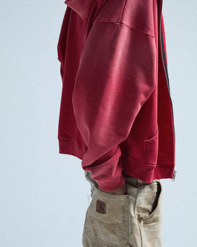 CCTB / CHAIN CROP ZIP HOODIE FADED RED