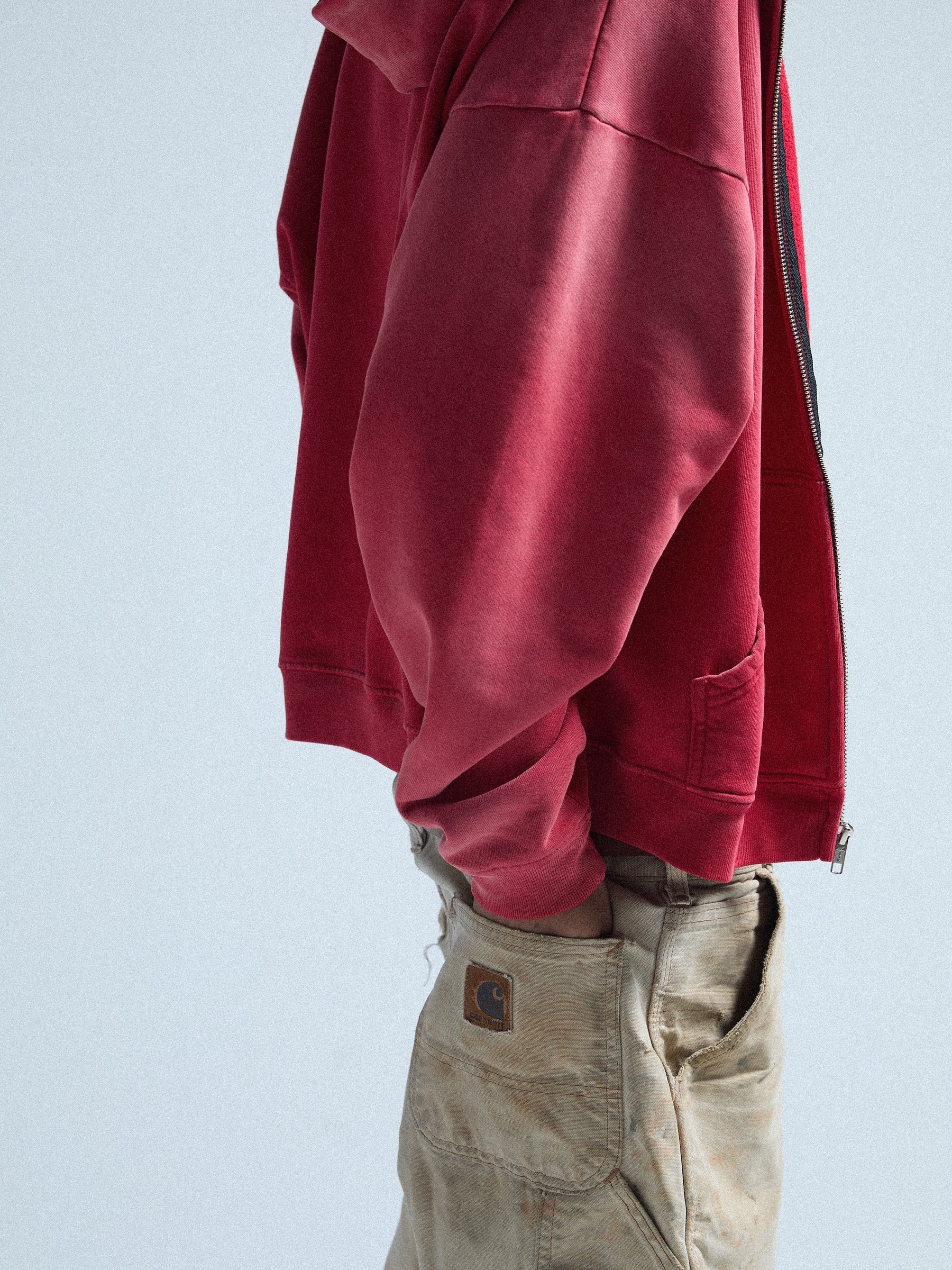 CCTB / CHAIN CROP ZIP HOODIE FADED RED
