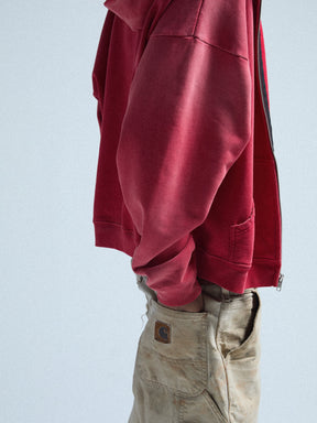 CCTB / CHAIN CROP ZIP HOODIE FADED RED