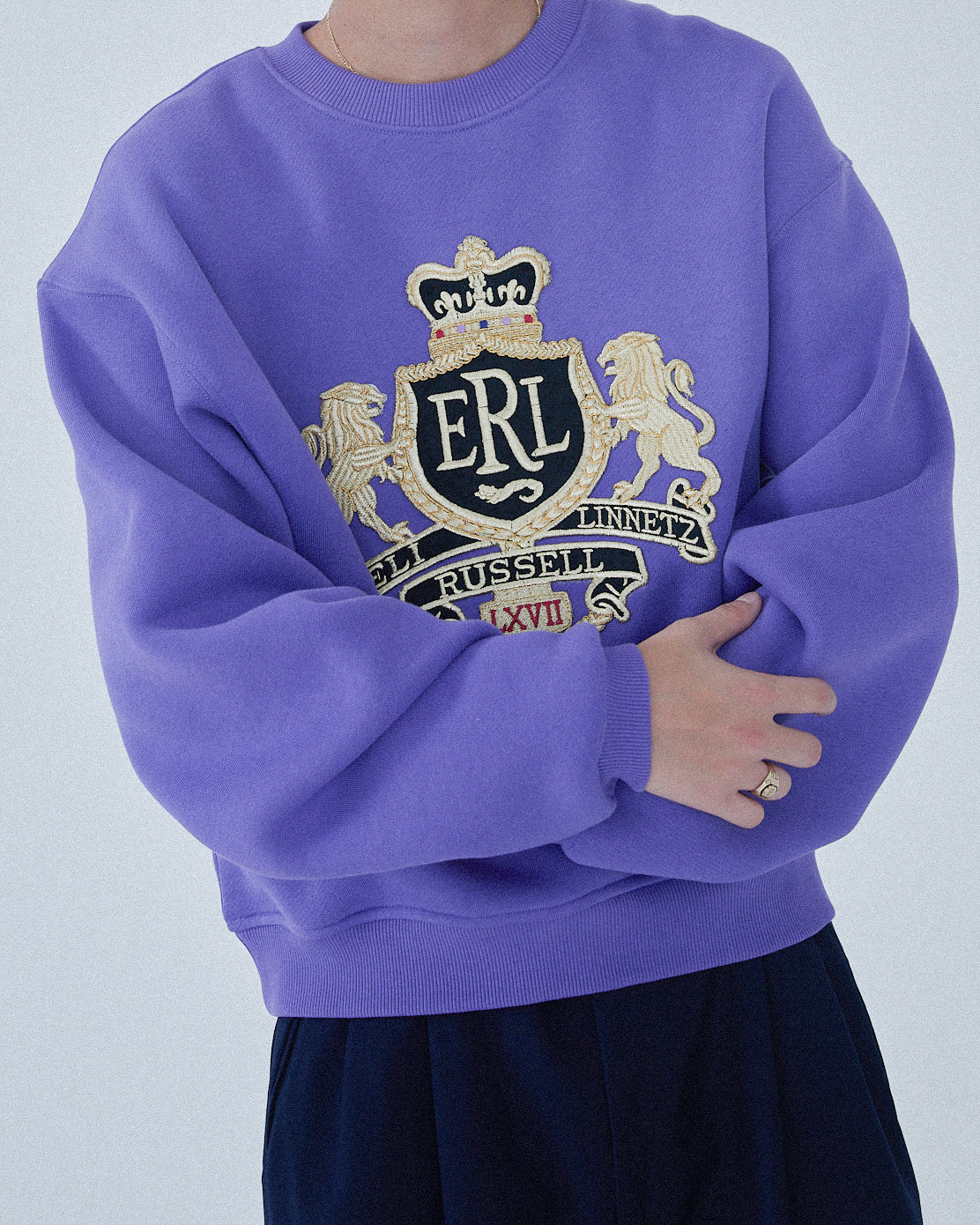 ERL / UNISEX CREST CREWNECK KNIT PURPLE