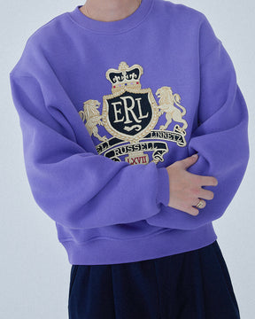 <span style="color: #f50b0b;">Last One</span> ERL / UNISEX CREST CREWNECK KNIT PURPLE