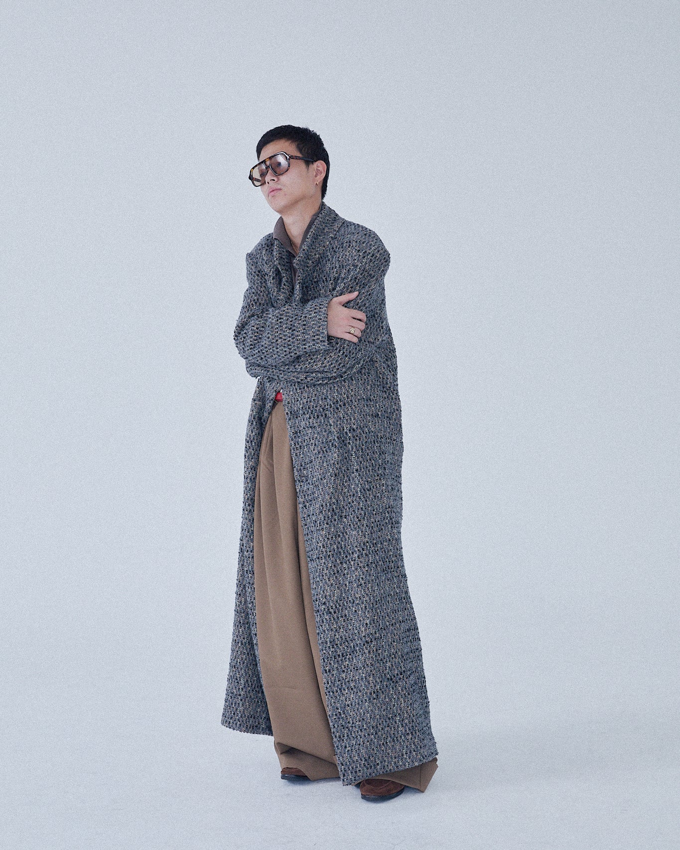 <span style="color: #f50b0b;">Last One</span> ERL / UNISEX TEXTURED WOOL OVERCOAT WOVEN GRAY