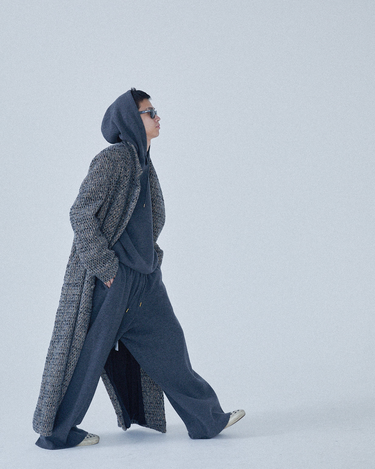 <span style="color: #f50b0b;">Last One</span> ERL / UNISEX TEXTURED WOOL OVERCOAT WOVEN GRAY