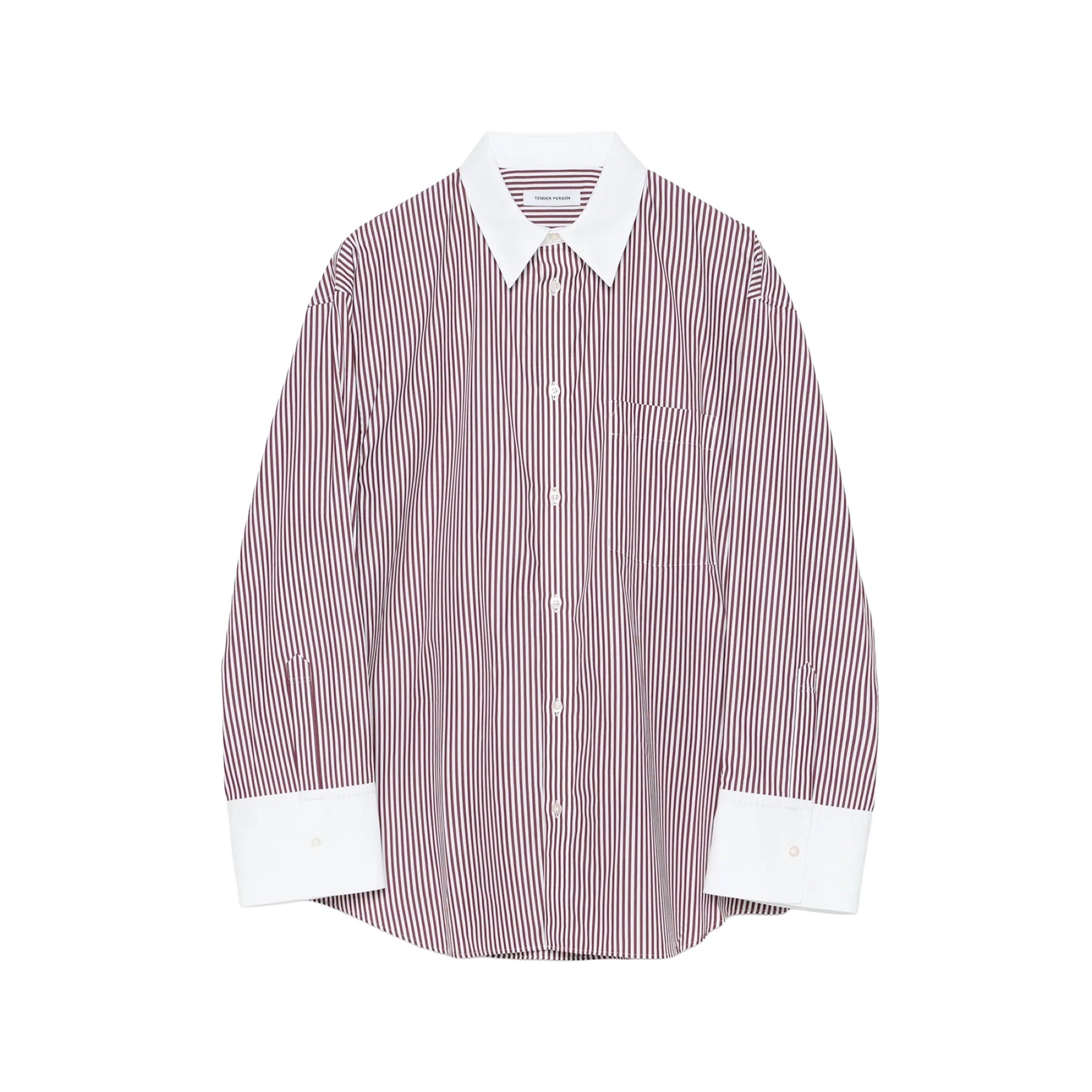 <span style="color: #f50b0b;">Last One</span> TENDER PERSON / STRIPE SUPIMA SHIRT BURGUNDY