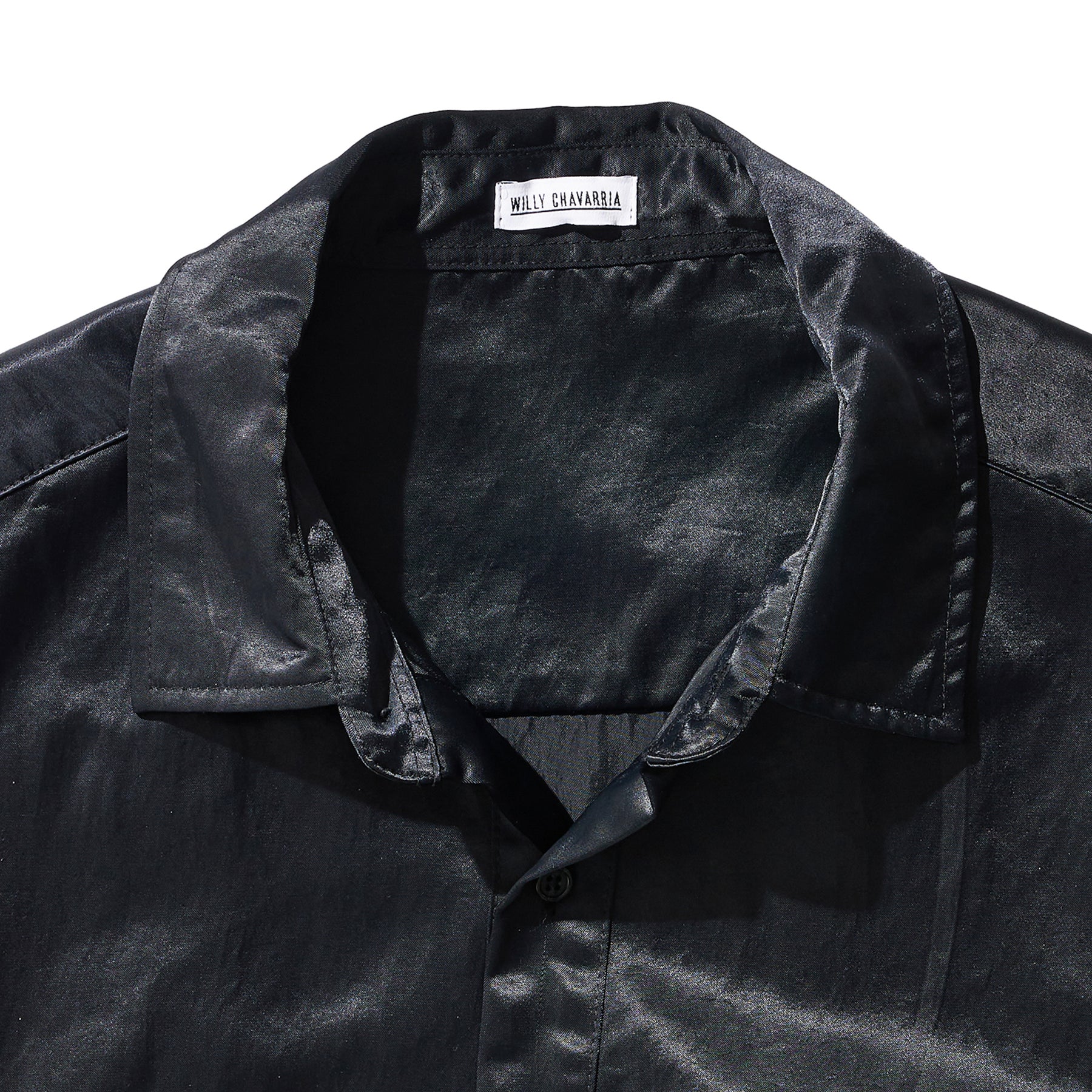 WILLY CHAVARRIA / SATIN DRESS SHIRTS BLACK