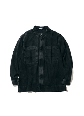 WILLY CHAVARRIA / ZIP PLACKET LS SHIRT WASHED BLACK