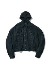 <span style="color: #f50b0b;">Last One</span> WILLY CHAVARRIA / DENIM + FRENCH TERRY JACKET WASHED BLACK