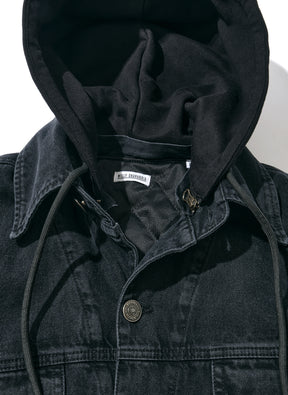 WILLY CHAVARRIA / DENIM + FRENCH TERRY JACKET WASHED BLACK