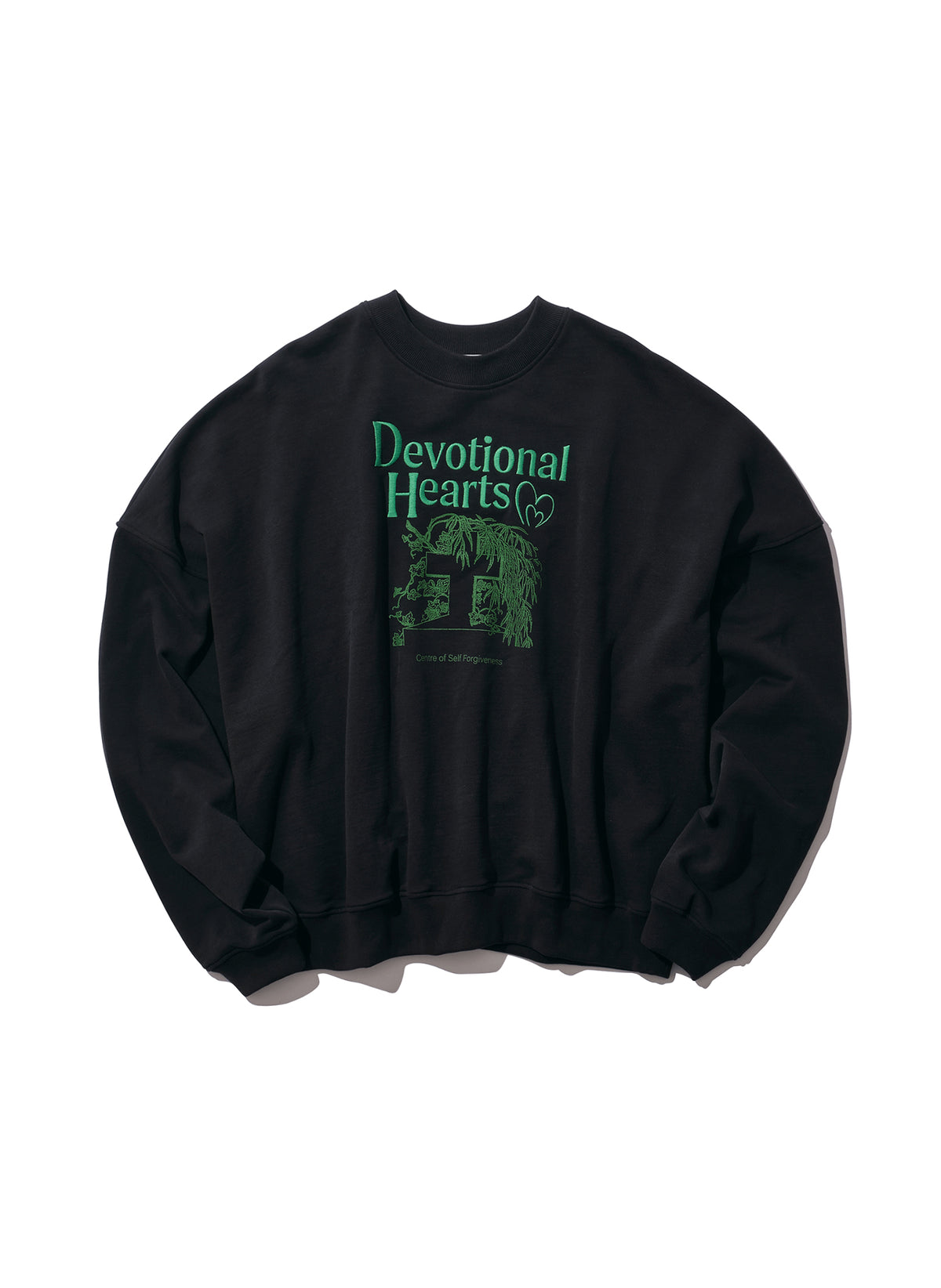 WILLY CHAVARRIA / DEVOTIONAL HEARTS BOMBER CREW SOLID BLACK