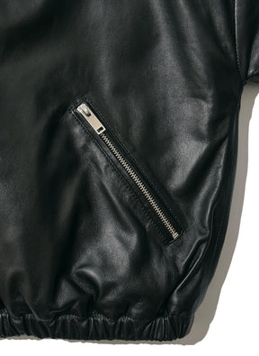 WILLY CHAVARRIA / TRACK JACKET BLACK LAMB LEATHER