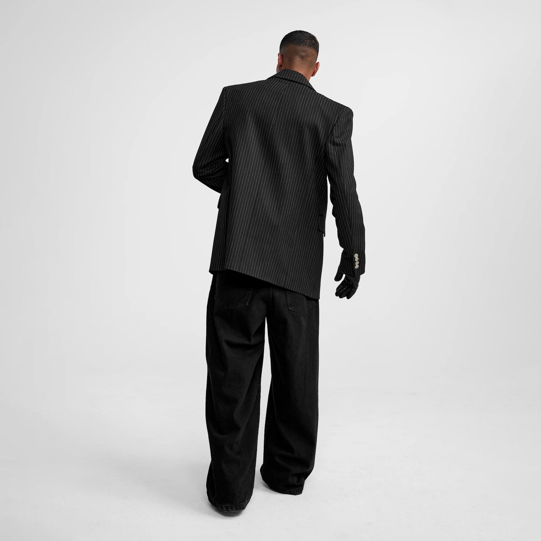 1313 SELAH / OCTAVO DOUBLE BREAST BLAZER PINSTRIPE BLACK