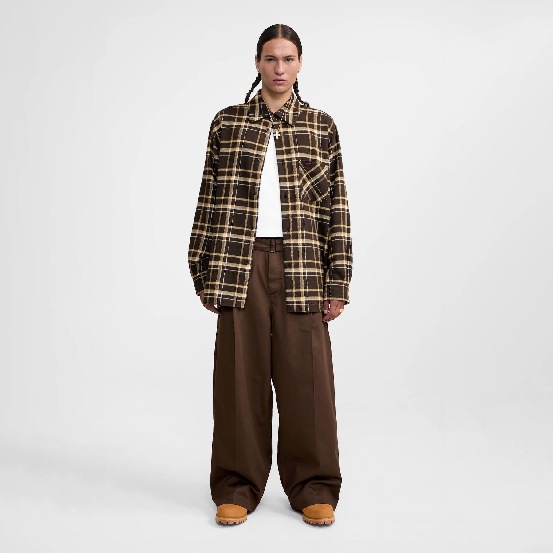 1313 SELAH / TEO FLANNEL SHIRT OLIVE & YELLOW CHECK