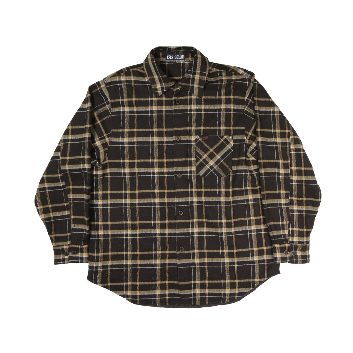 1313 SELAH / TEO FLANNEL SHIRT OLIVE & YELLOW CHECK