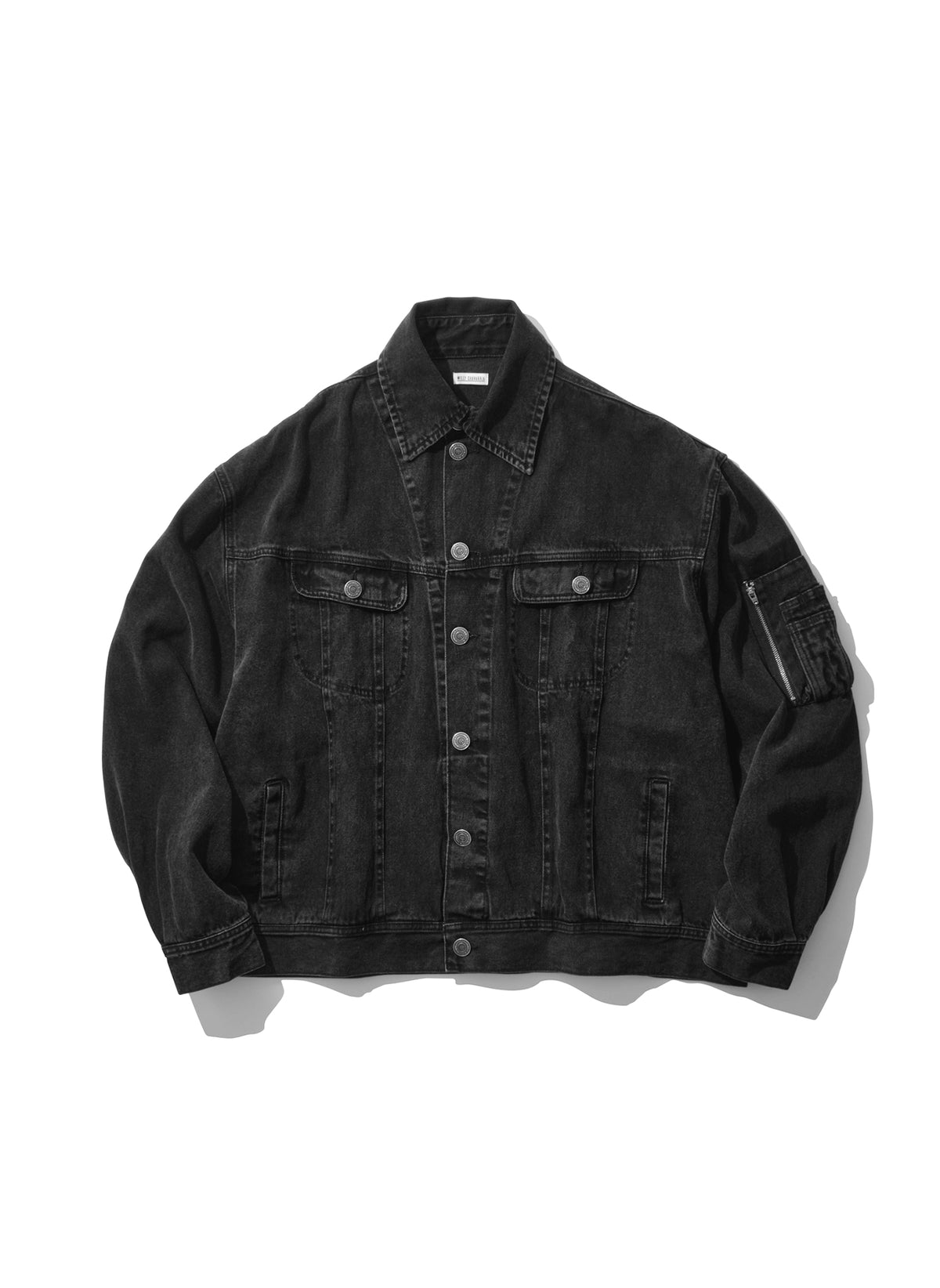 WILLY CHAVARRIA / CHACHI TRUCKER CIGARETTE POCKET JACKET WASHED BLACK