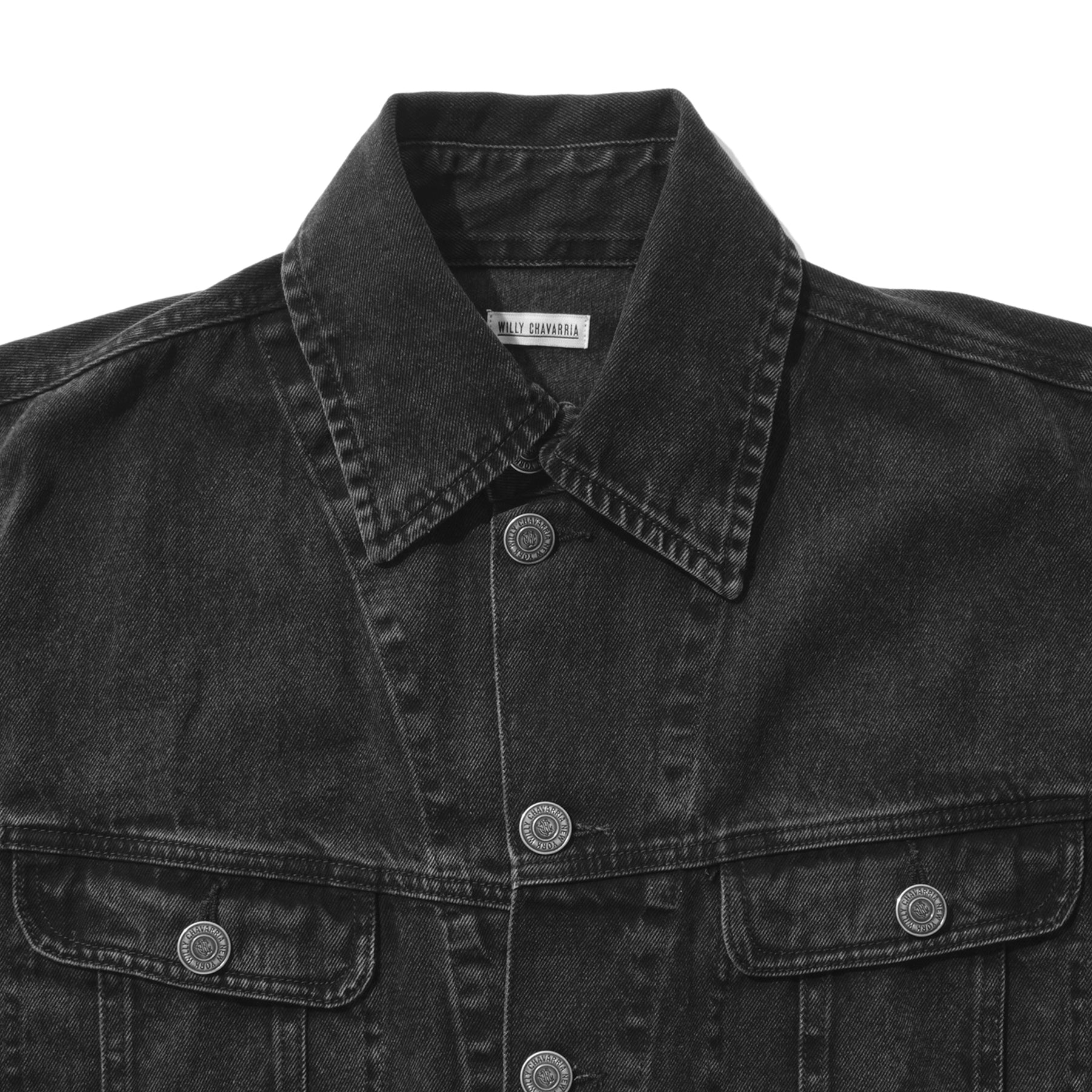 WILLY CHAVARRIA / CHACHI TRUCKER CIGARETTE POCKET JACKET WASHED BLACK