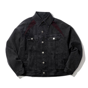 INTODUSK / TRUCKER SWITCHING JACKET WASHED BLACK