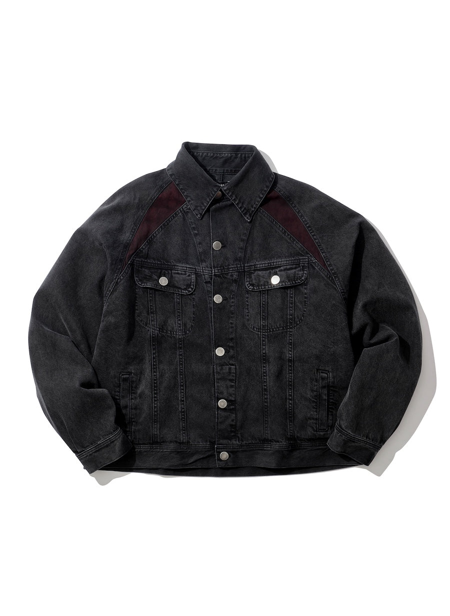 INTODUSK / TRUCKER SWITCHING JACKET WASHED BLACK