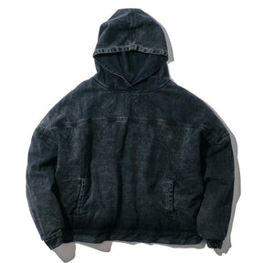 INTODUSK / COVER WOVEN HOODIE WASHED BLACK