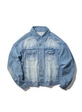 INTODUSK / TRUCKER DENIM JACKET HARD WASH BLUE DENIM