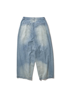 INTODUSK / SKEWED DENIM PANTS HARD WASH BLUE DENIM