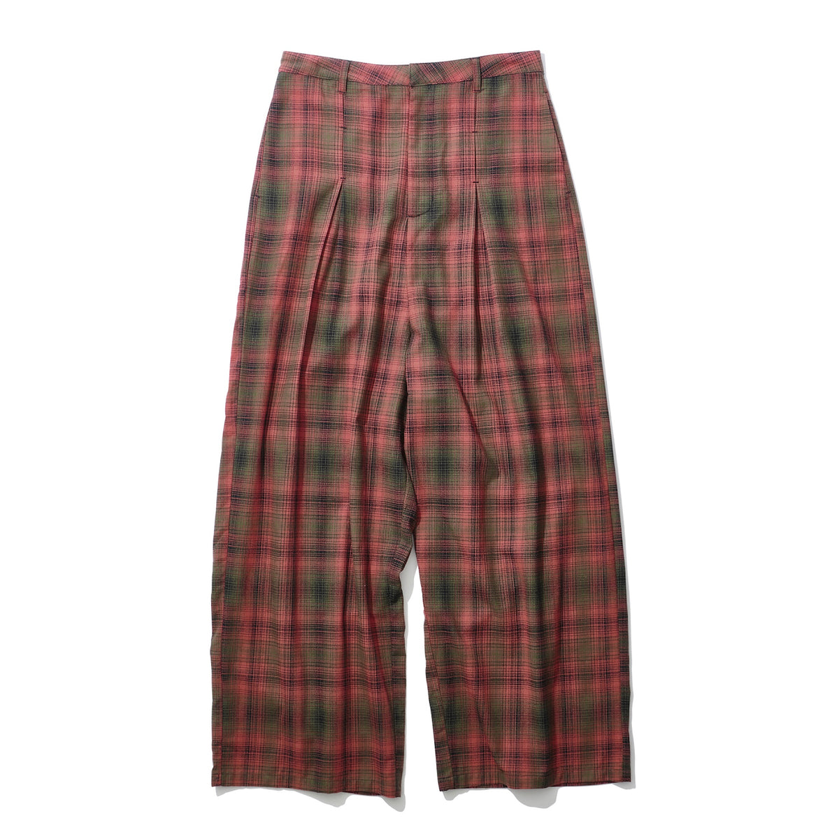INTODUSK / TUCK PLEAT PLAID PANT ORANGE PLAID