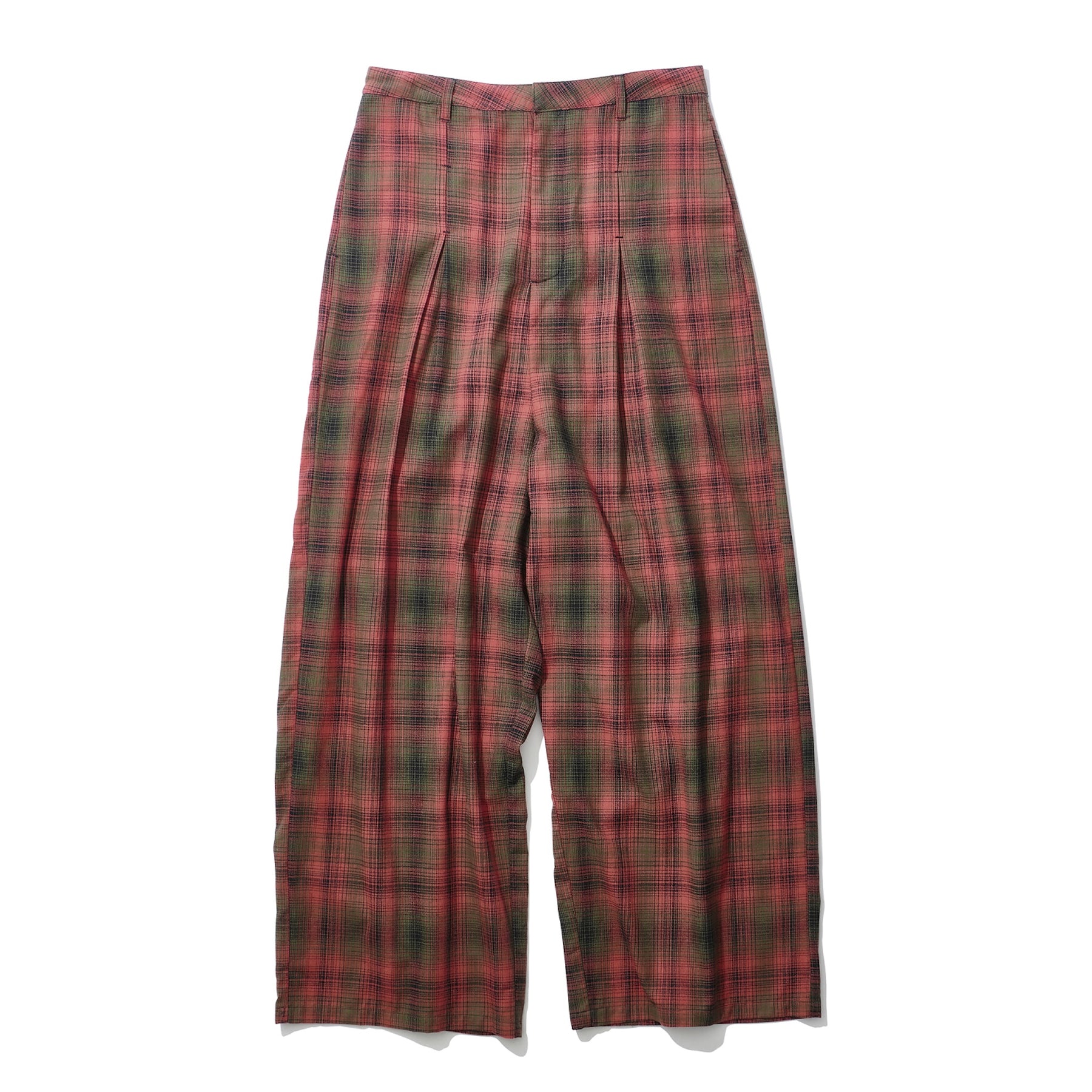 INTODUSK / TUCK PLEAT PLAID PANT ORANGE PLAID
