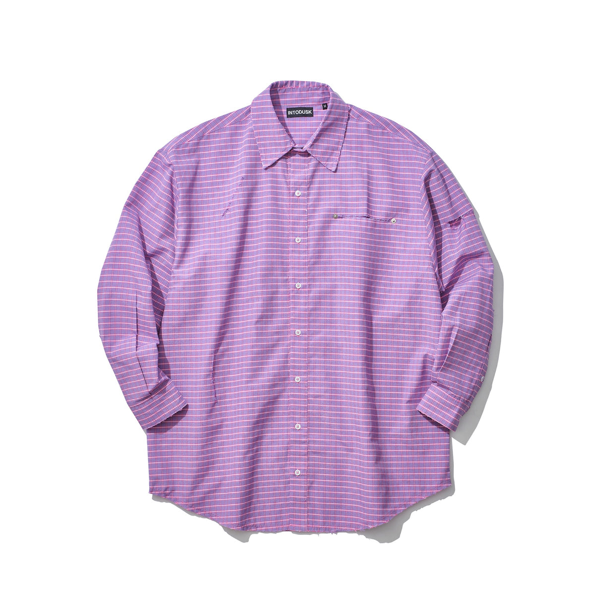 <span style="color: #f50b0b;">Last One</span> INTODUSK / PLAID DAMEGED SHIRT PINK PLAID