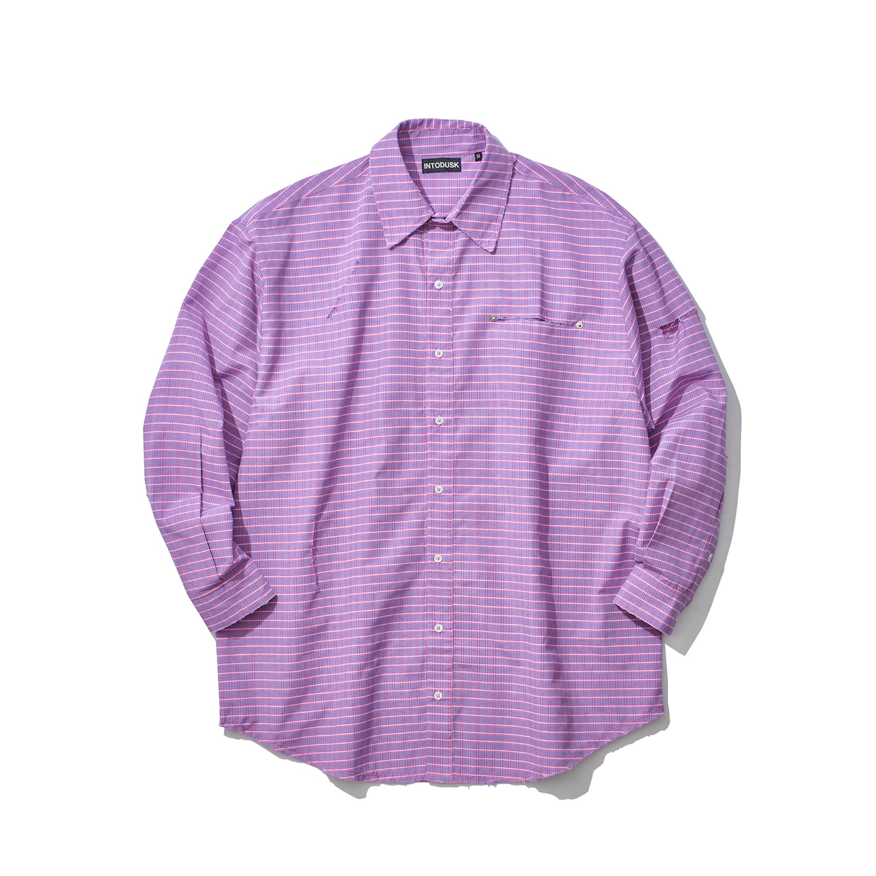 <span style="color: #f50b0b;">Last One</span> INTODUSK / PLAID DAMEGED SHIRT PINK PLAID