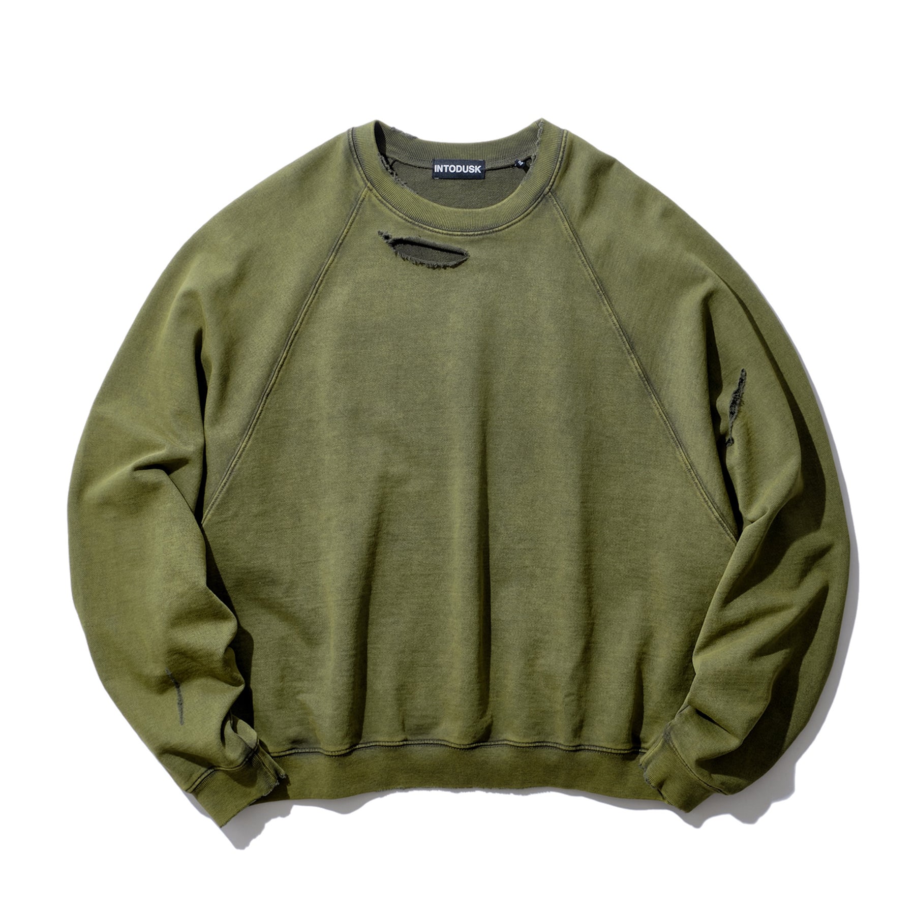 <span style="color: #f50b0b;">Last One</span> INTODUSK / DISTRESSEDRAGLANSLEEVESWEAT WASHED FOREST NIGHT