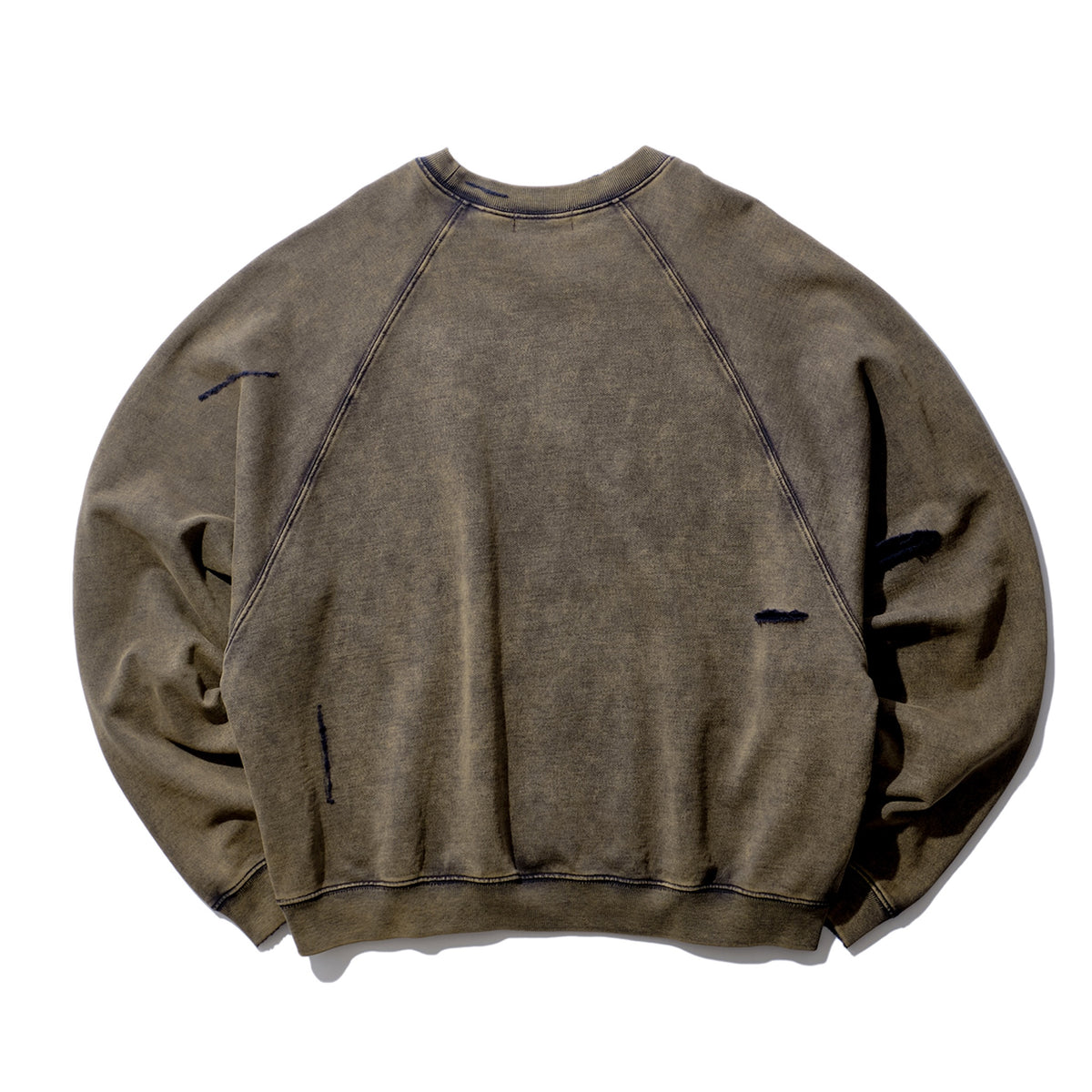 INTODUSK / DISTRESSEDRAGLANSLEEVESWEAT WASHED BLACK NAVY