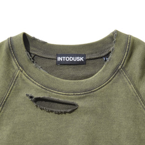 <span style="color: #f50b0b;">Last One</span> INTODUSK / DISTRESSEDRAGLANSLEEVESWEAT WASHED FOREST NIGHT