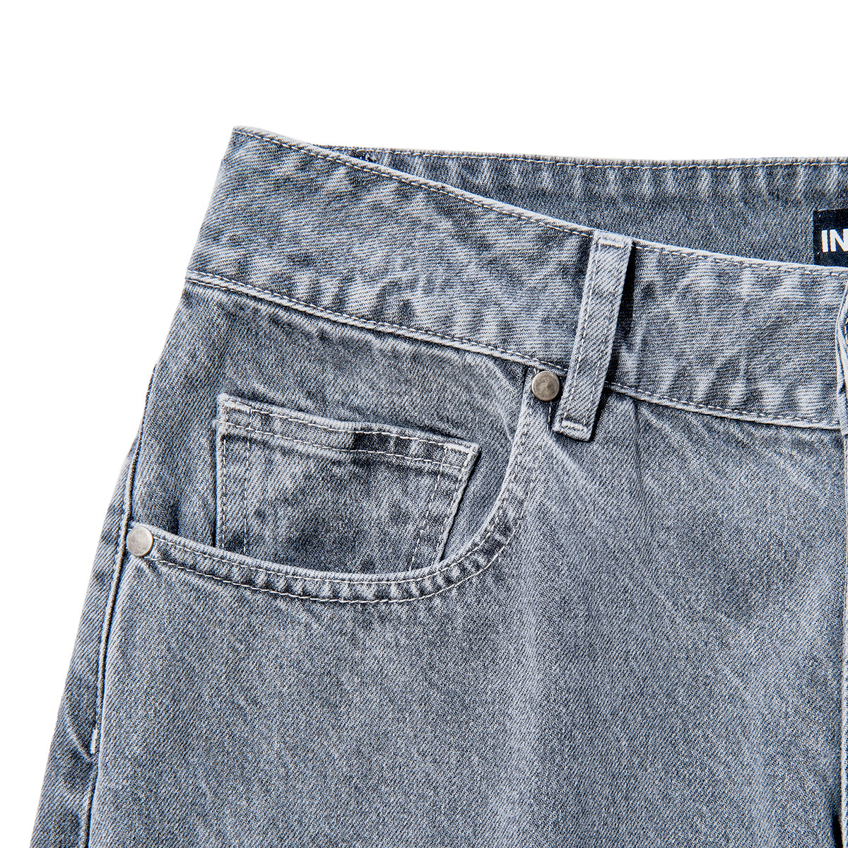 INTODUSK / LOOSE PANTS CHEMICAL WASHED INDIGO DENIM