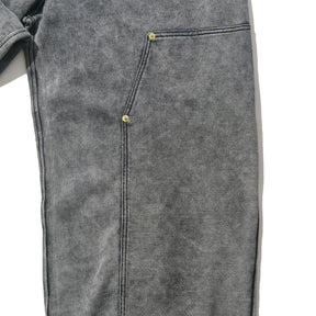 INTODUSK / EASY DOUBLE KNEE WASHED BLACK ORGANIC LEATHER EFFECT