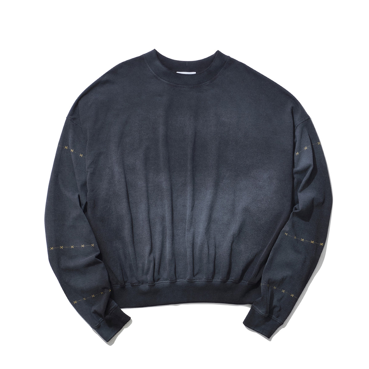 THE MAGUEY / CREW NECK WITH SLEEVES CUT WASHED BLACK